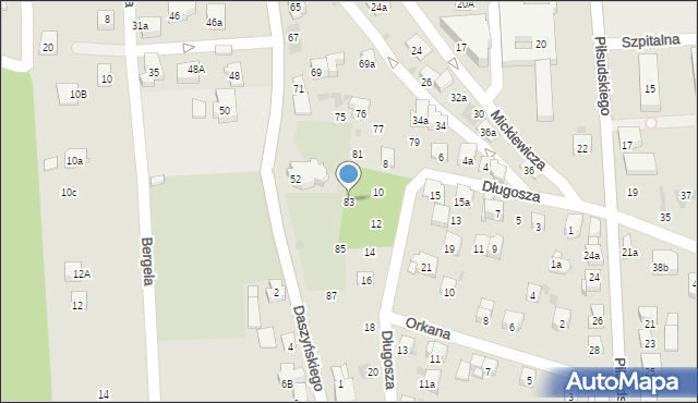 Myślenice, Niepodległości, 83, mapa Myślenice