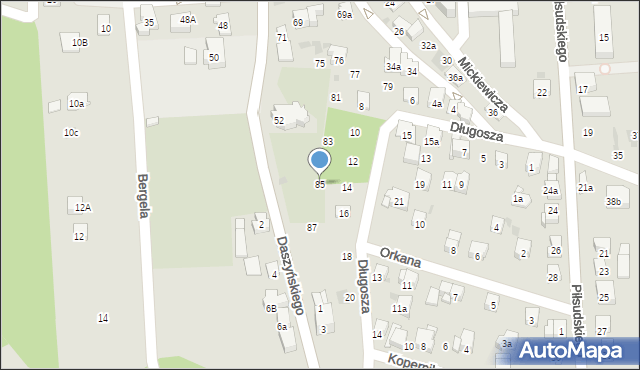 Myślenice, Niepodległości, 85, mapa Myślenice