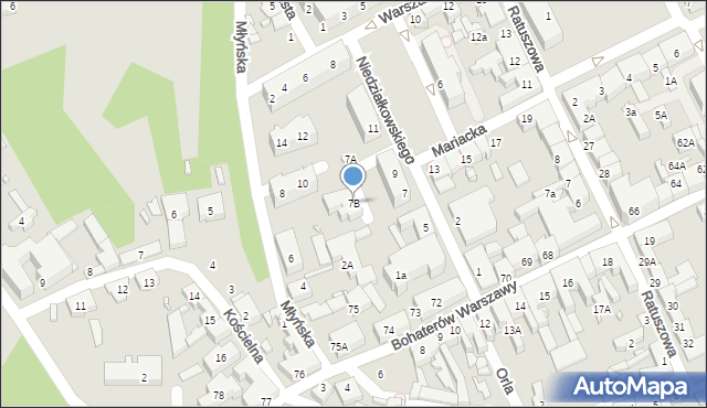 Myślibórz, Niedziałkowskiego Mieczysława, 7B, mapa Myślibórz