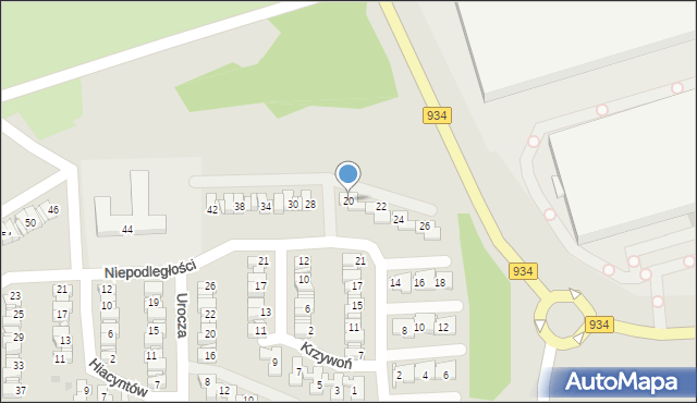 Mysłowice, Niepodległości, 20, mapa Mysłowice