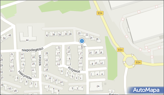 Mysłowice, Niepodległości, 21, mapa Mysłowice