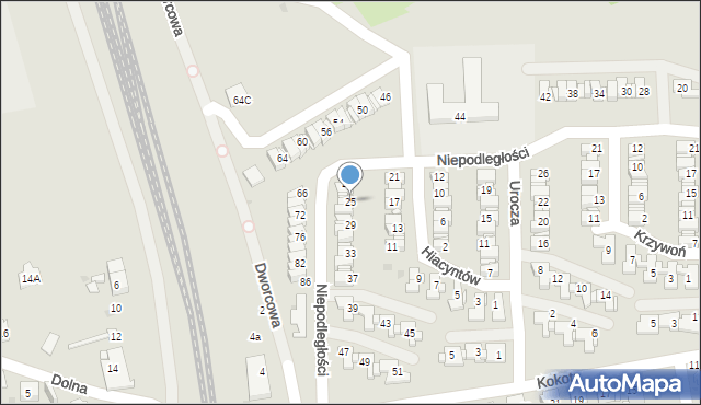Mysłowice, Niepodległości, 25, mapa Mysłowice