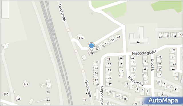 Mysłowice, Niepodległości, 64, mapa Mysłowice
