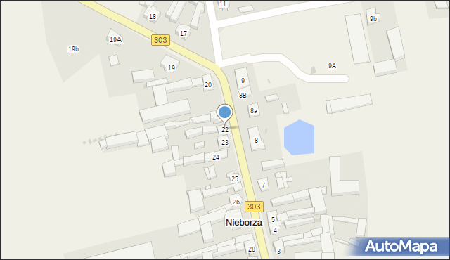 Nieborza, Nieborza, 22, mapa Nieborza