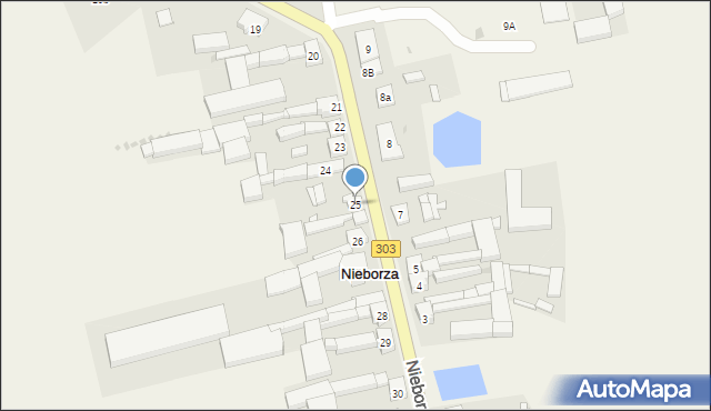 Nieborza, Nieborza, 25, mapa Nieborza