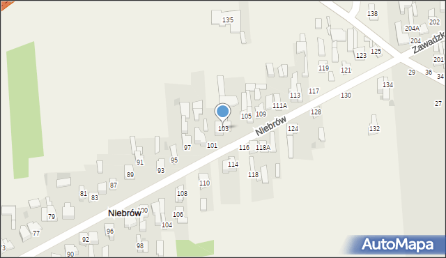 Niebrów, Niebrów, 103, mapa Niebrów