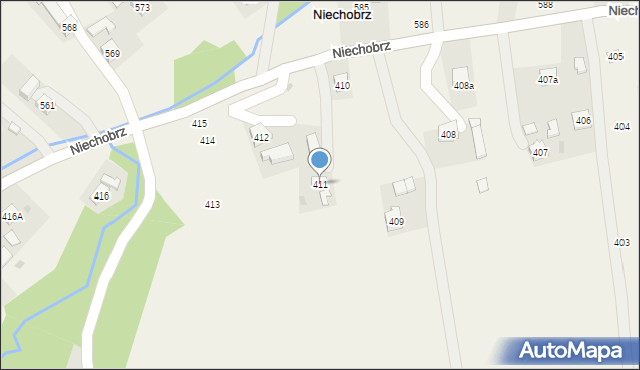 Niechobrz, Niechobrz, 411, mapa Niechobrz