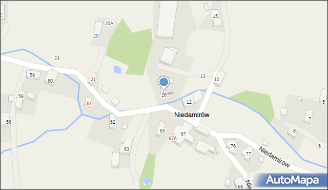 Niedamirów, Niedamirów, 16, mapa Niedamirów