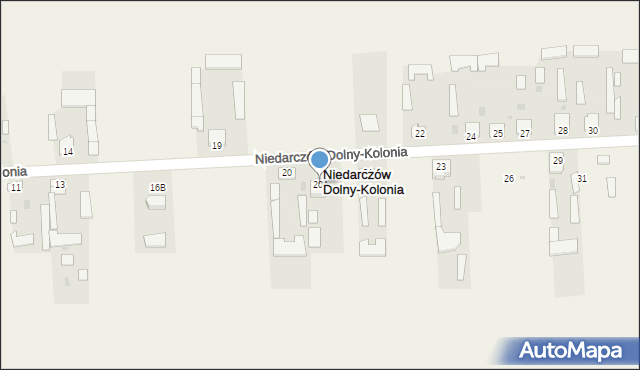 Niedarczów Dolny-Kolonia, Niedarczów Dolny-Kolonia, 20A, mapa Niedarczów Dolny-Kolonia