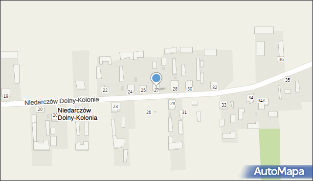 Niedarczów Dolny-Kolonia, Niedarczów Dolny-Kolonia, 27, mapa Niedarczów Dolny-Kolonia