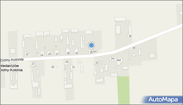 Niedarczów Dolny-Kolonia, Niedarczów Dolny-Kolonia, 32, mapa Niedarczów Dolny-Kolonia