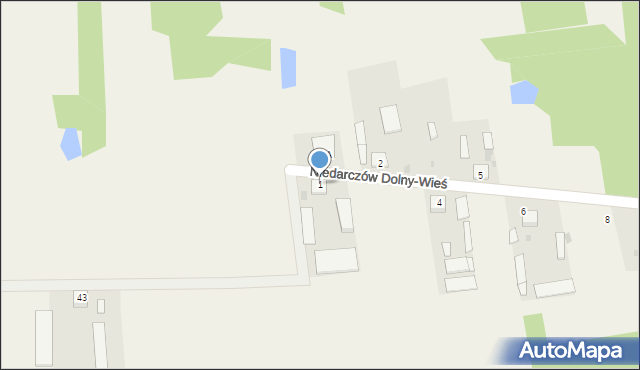 Niedarczów Dolny-Wieś, Niedarczów Dolny-Wieś, 1, mapa Niedarczów Dolny-Wieś