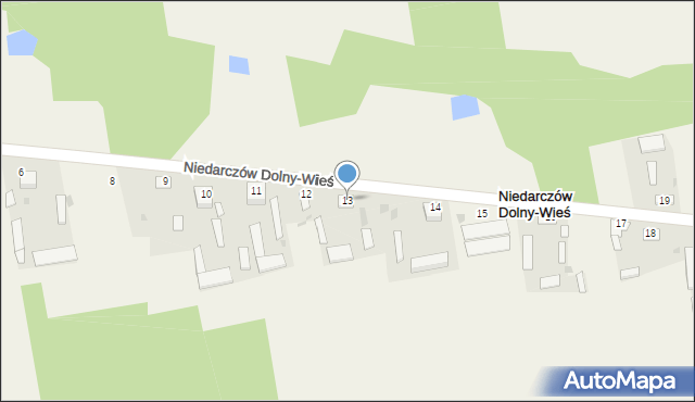 Niedarczów Dolny-Wieś, Niedarczów Dolny-Wieś, 13, mapa Niedarczów Dolny-Wieś