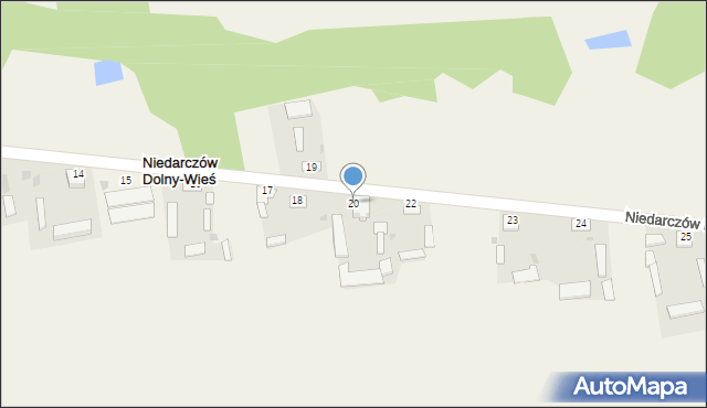 Niedarczów Dolny-Wieś, Niedarczów Dolny-Wieś, 20, mapa Niedarczów Dolny-Wieś