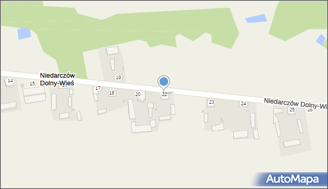 Niedarczów Dolny-Wieś, Niedarczów Dolny-Wieś, 22, mapa Niedarczów Dolny-Wieś