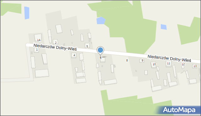 Niedarczów Dolny-Wieś, Niedarczów Dolny-Wieś, 6, mapa Niedarczów Dolny-Wieś