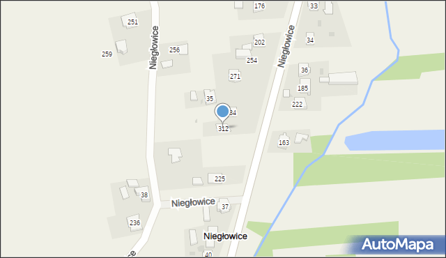 Niegłowice, Niegłowice, 312, mapa Niegłowice