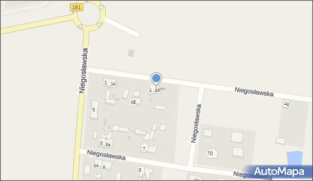 Niegosław, Niegosławska, 4A, mapa Niegosław