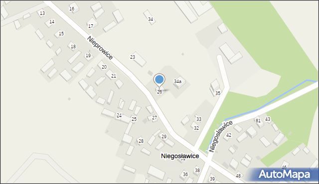 Niegosławice, Niegosławice, 26, mapa Niegosławice