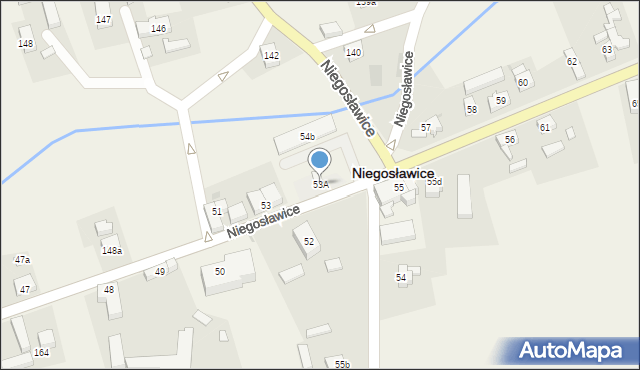 Niegosławice, Niegosławice, 53A, mapa Niegosławice