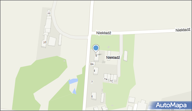 Niekładź, Niekładź, 9, mapa Niekładź