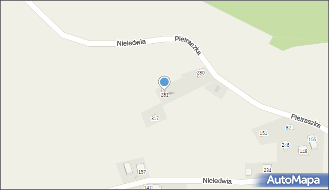 Nieledwia, Nieledwia, 281, mapa Nieledwia