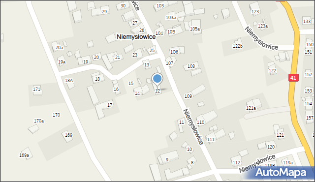 Niemysłowice, Niemysłowice, 12, mapa Niemysłowice