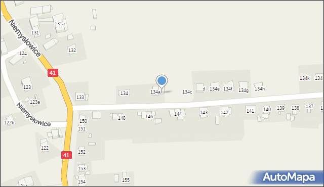 Niemysłowice, Niemysłowice, 134b, mapa Niemysłowice