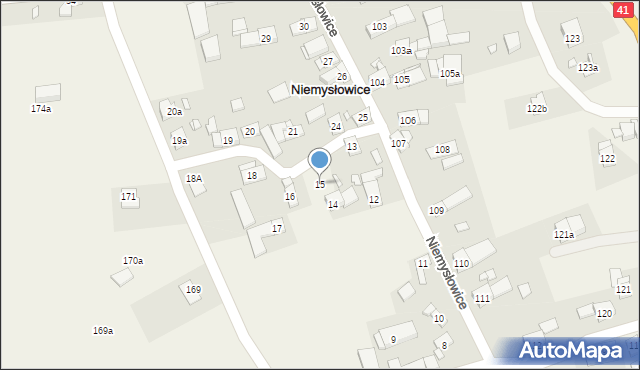 Niemysłowice, Niemysłowice, 15, mapa Niemysłowice