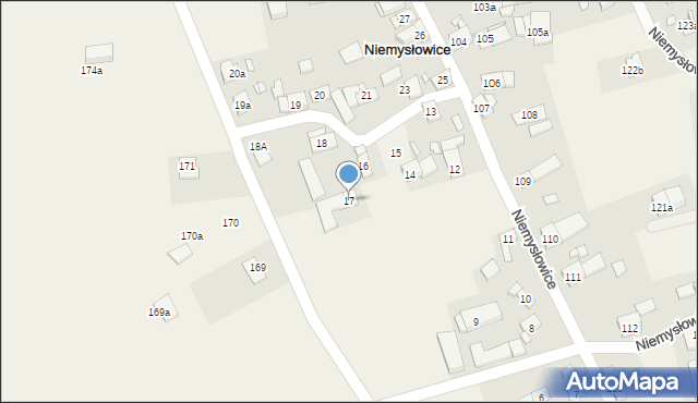 Niemysłowice, Niemysłowice, 17, mapa Niemysłowice