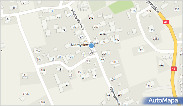 Niemysłowice, Niemysłowice, 25, mapa Niemysłowice