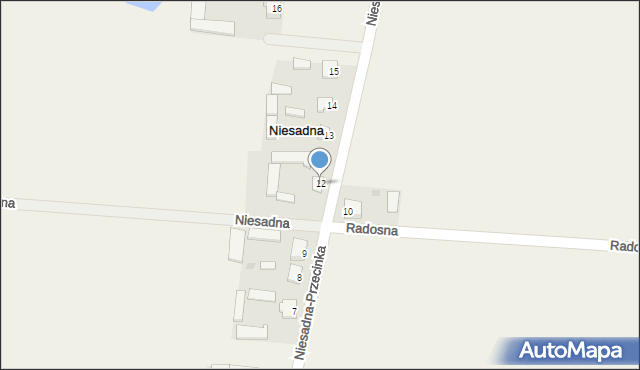 Niesadna, Niesadna-Przecinka, 12, mapa Niesadna