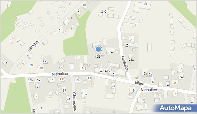 Niesulice, Niesulice, 22, mapa Niesulice