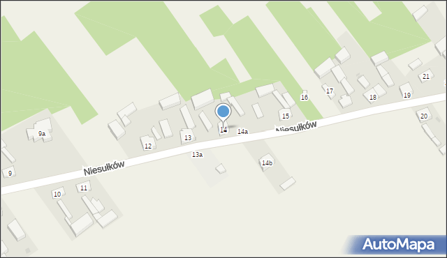 Niesułków, Niesułków, 14, mapa Niesułków