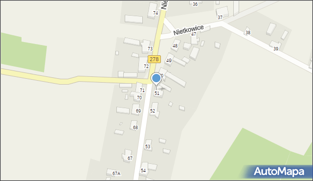 Nietkowice, Nietkowice, 51A, mapa Nietkowice