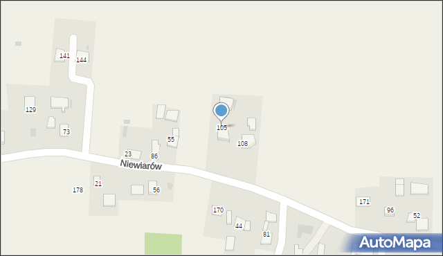 Niewiarów, Niewiarów, 105, mapa Niewiarów