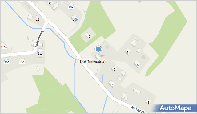 Niewodna, Niewodna, 8, mapa Niewodna