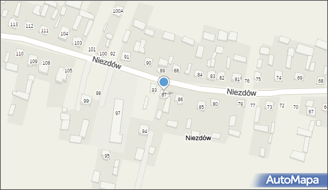 Niezdów, Niezdów, 87, mapa Niezdów