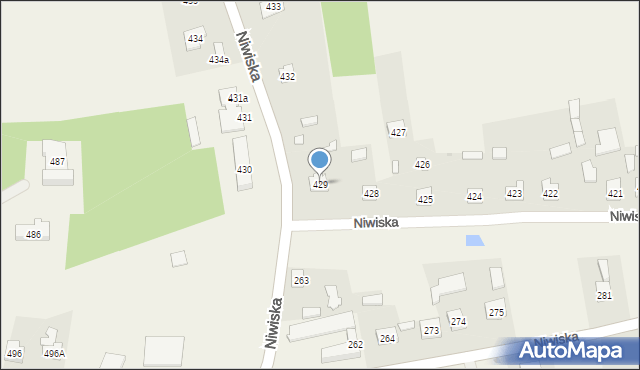 Niwiska, Niwiska, 429, mapa Niwiska