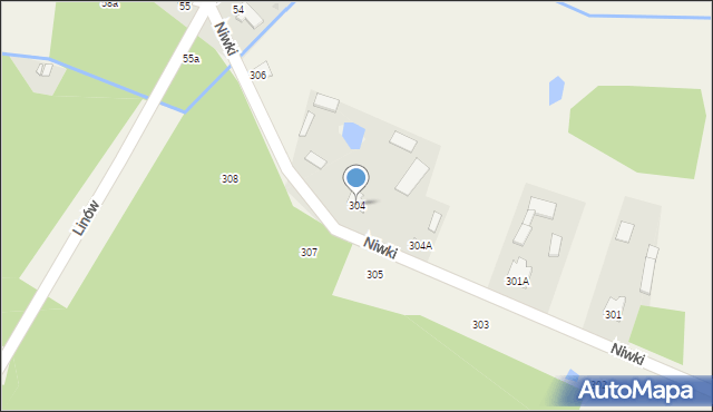 Niwki, Niwki, 304, mapa Niwki