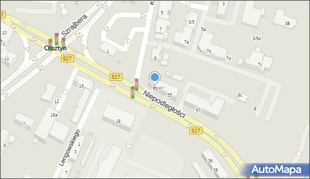 Olsztyn, Niepodległości, 53, mapa Olsztyna