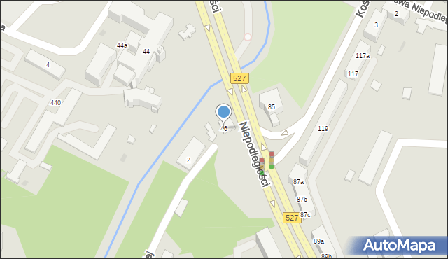 Olsztyn, Niepodległości, 46, mapa Olsztyna