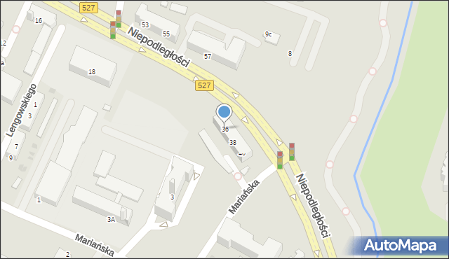 Olsztyn, Niepodległości, 36, mapa Olsztyna