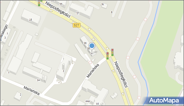 Olsztyn, Niepodległości, 40, mapa Olsztyna