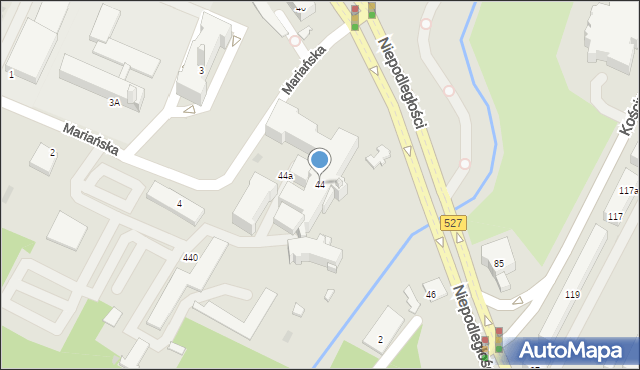 Olsztyn, Niepodległości, 44, mapa Olsztyna