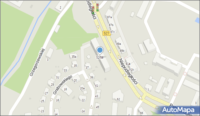 Olsztyn, Niepodległości, 52/58, mapa Olsztyna