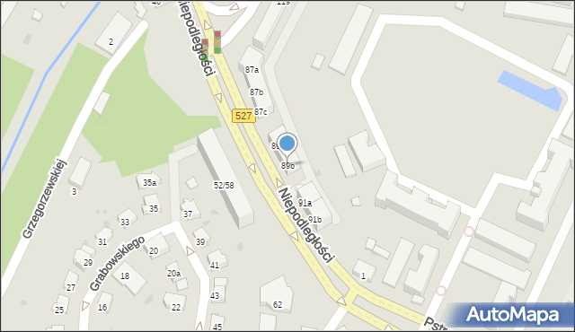 Olsztyn, Niepodległości, 89b, mapa Olsztyna