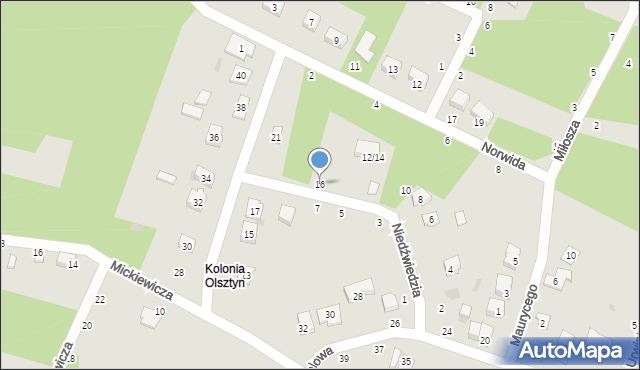 Olsztyn, Niedźwiedzia, 16, mapa Olsztyna