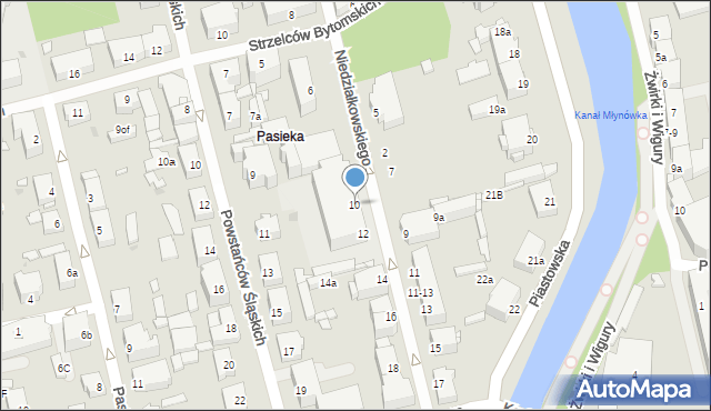 Opole, Niedziałkowskiego Mieczysława, 10, mapa Opola