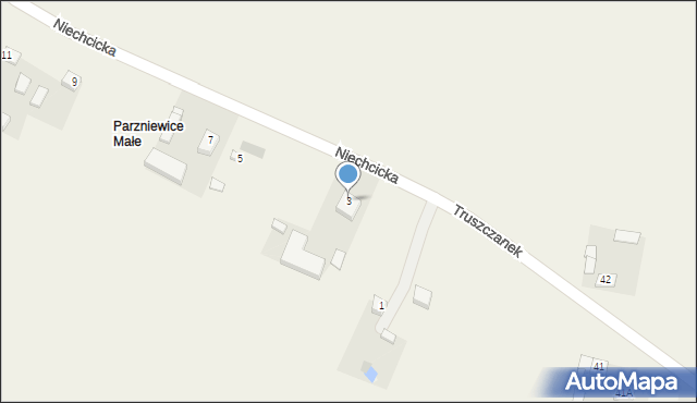 Parzniewice, Niechcicka, 3, mapa Parzniewice